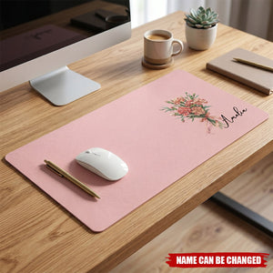 Custom Birth Flower & Name For Her, Coworkers, Friends, Teacher - Personalized Desk Mat
