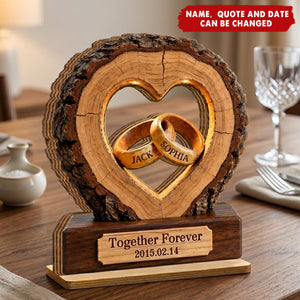 Together Forever Couple Anniversary 2D Flat Plaque - Personalized 2-Layered Wooden Plaque - Heartfelt Gift for Her, for Him