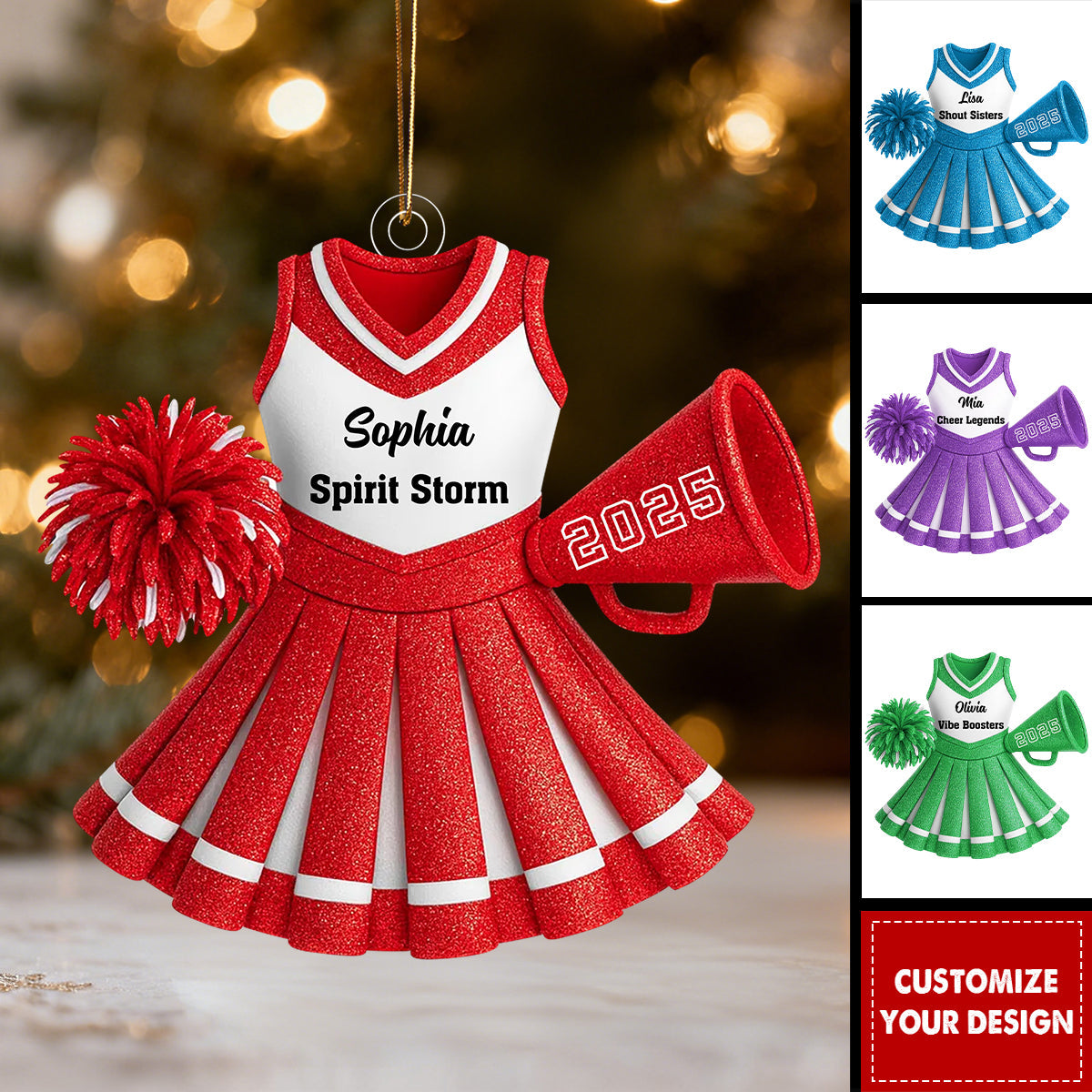 Personalized Cheerleading Uniform Christmas Acrylic Ornament
