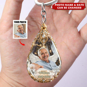 Custom Photo Acrylic Keychain - Personalized Christmas Memorial Sympathy Gifts For Loss Of Mom, Dad
