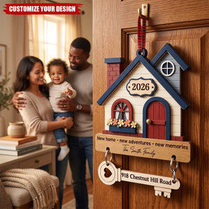 Custom New Home Wooden Ornament With Tag - Personalized Anniversary Christmas Wedding Gifts