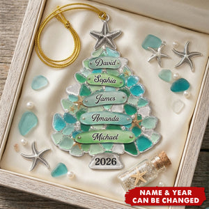 Custom Sea Glass Acrylic Ornament - Personalized Christmas Birthday Gifts For Mom, Dad, Brother, Sister - Home Filled With Cheer