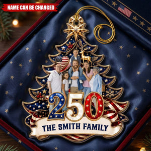 250th Anniversary Custom Family Photo & Name Usa Patriotic Keepsake Gifts - Personalized Ornament