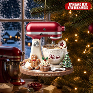 Personalized Stand Mixer Christmas Ornament - Custom Name Baker Keepsake Gift for Kitchen Lovers