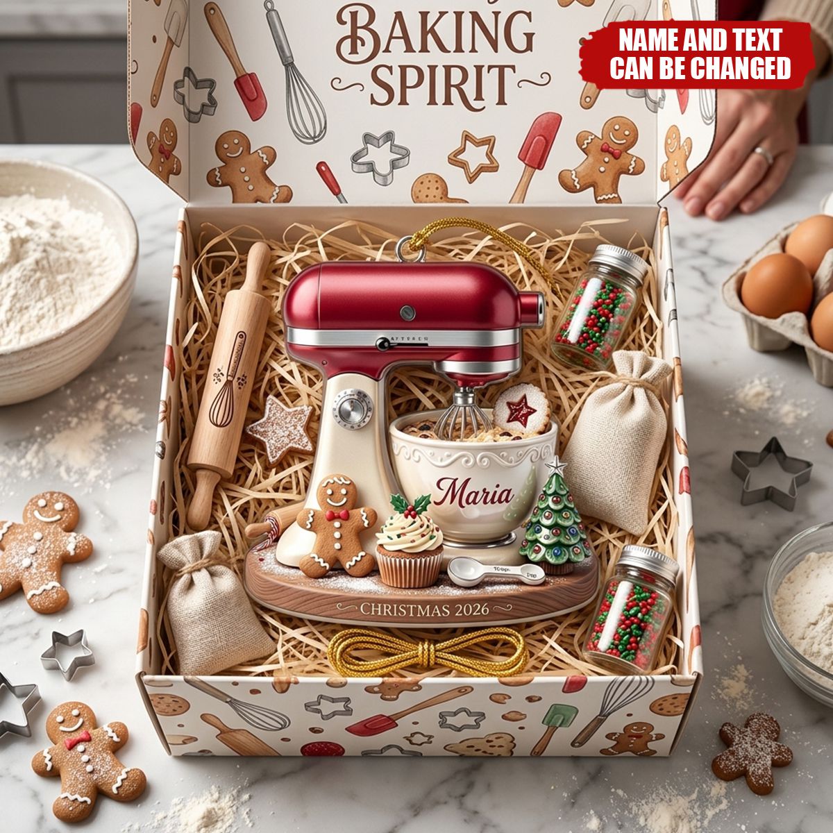 Personalized Stand Mixer Christmas Ornament - Custom Name Baker Keepsake Gift for Kitchen Lovers