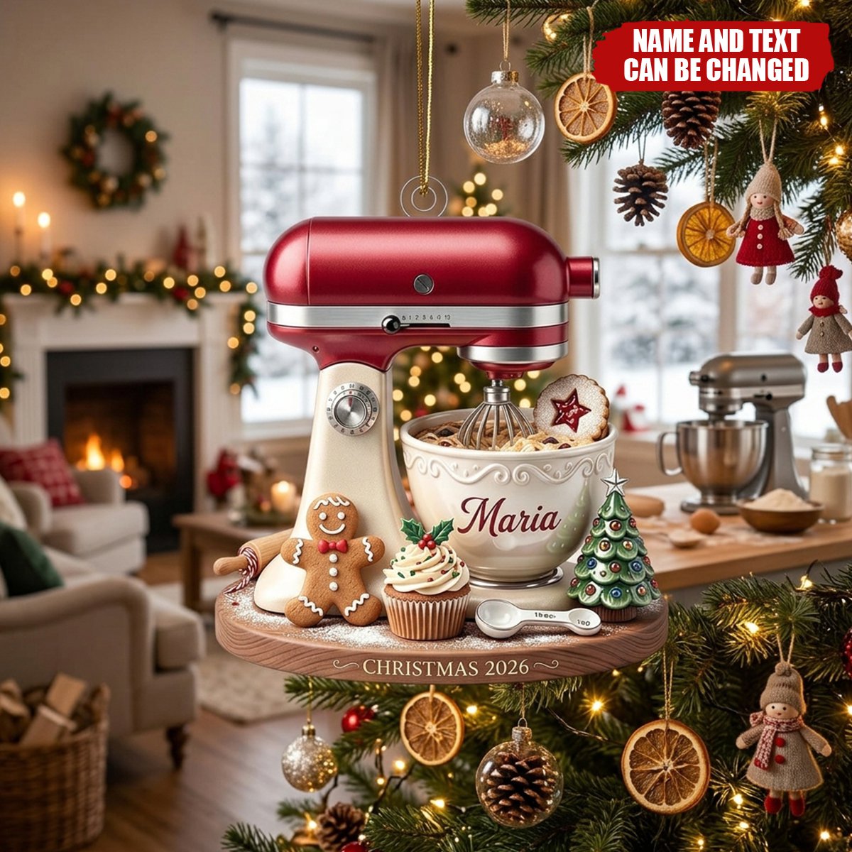 Personalized Stand Mixer Christmas Ornament - Custom Name Baker Keepsake Gift for Kitchen Lovers