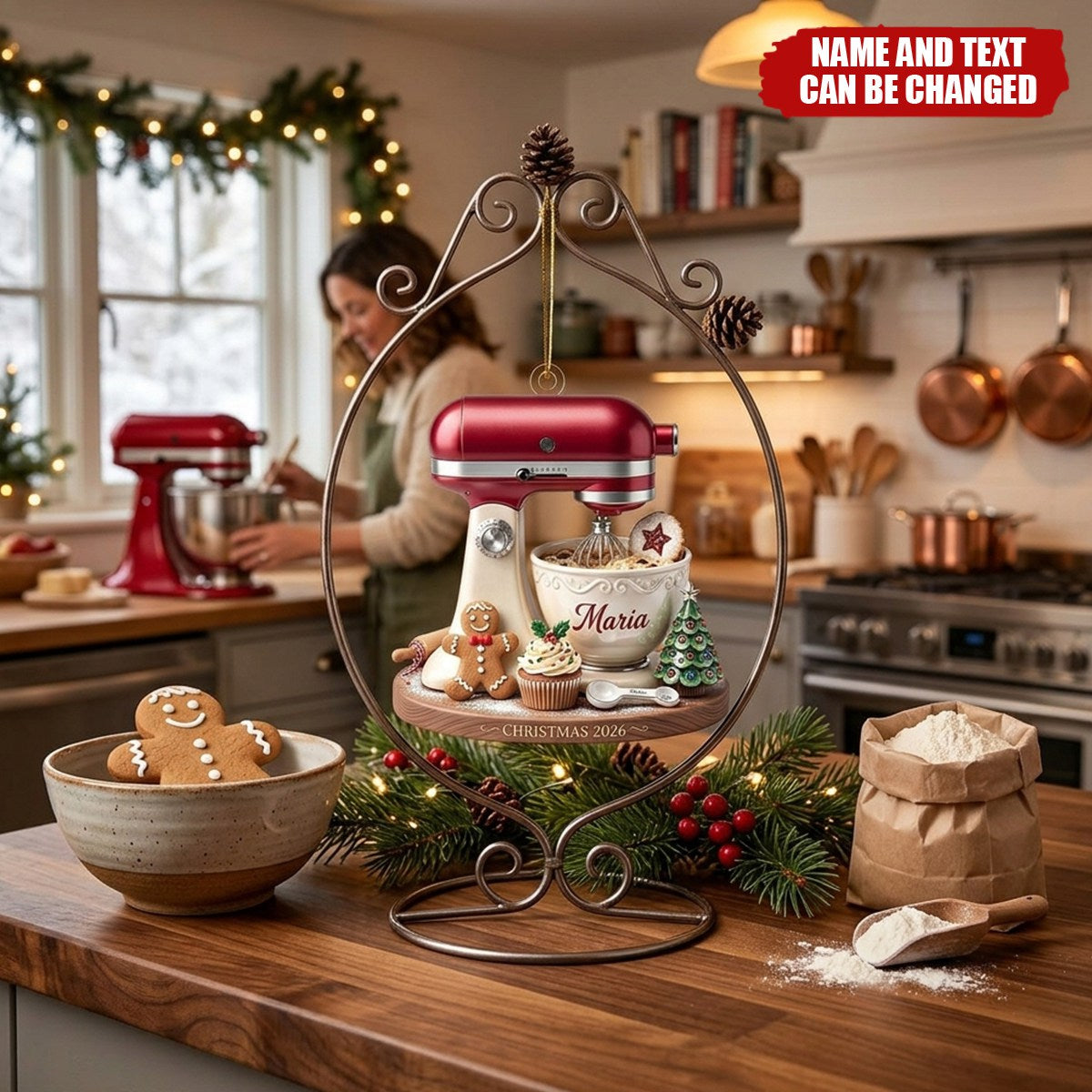 Personalized Stand Mixer Christmas Ornament - Custom Name Baker Keepsake Gift for Kitchen Lovers