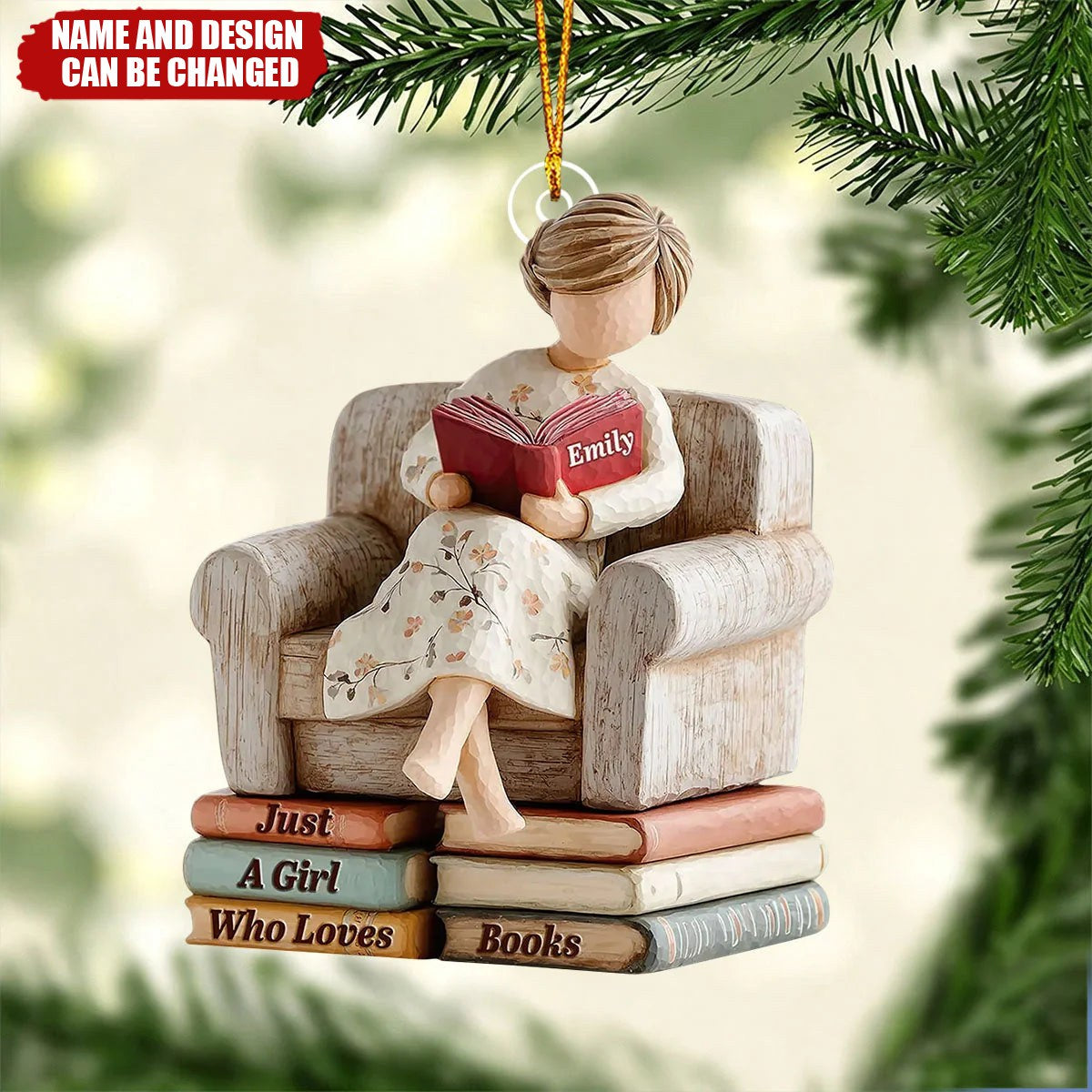 Just A Girl Who Loves Books Acrylic Ornament - Personalized Book Lover Gift for Bookworm