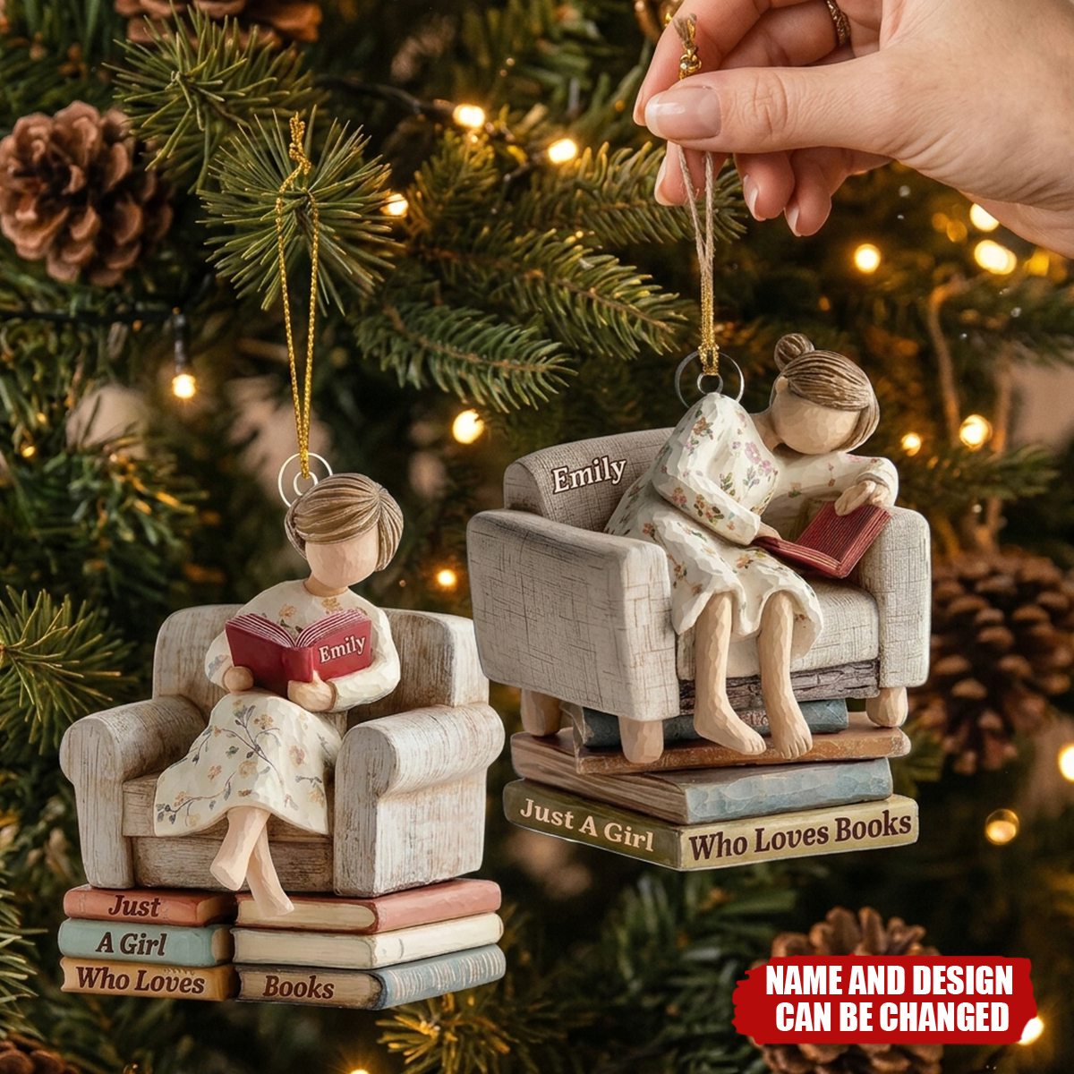 Just A Girl Who Loves Books Acrylic Ornament - Personalized Book Lover Gift for Bookworm