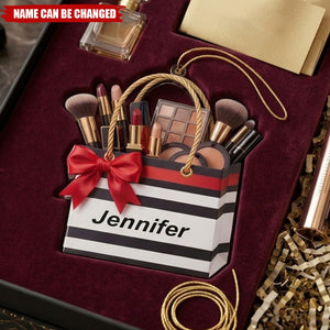 Personalized Makeup Lover Acrylic Ornament - Custom Beauty Bag Gift Idea