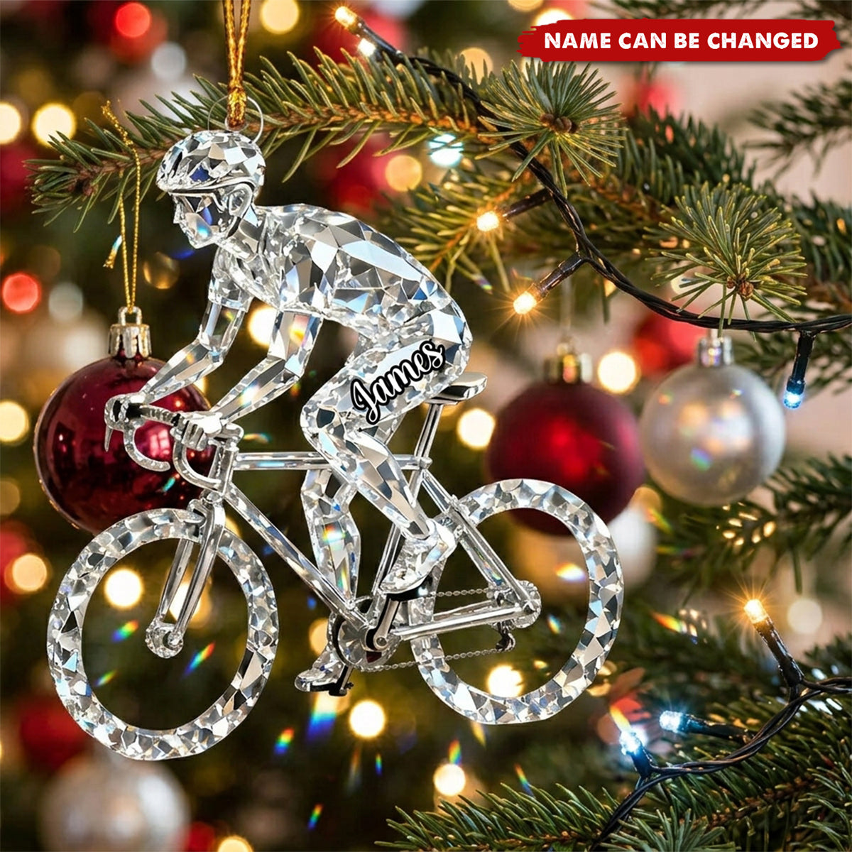 Personalized Bicycle Christmas Ornament - Custom Acrylic Keepsake Gift for Cycling Enthusiasts and Cyclists