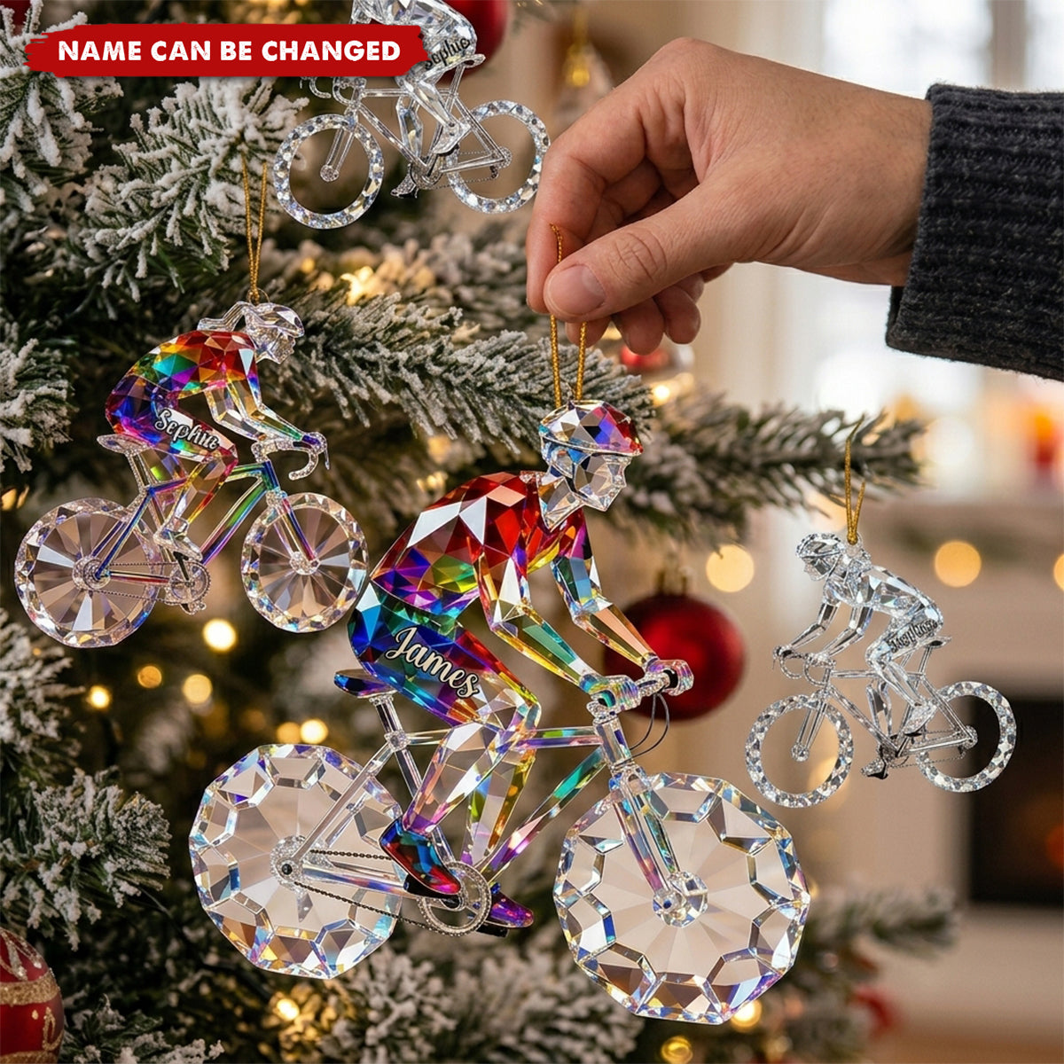 Personalized Bicycle Christmas Ornament - Custom Acrylic Keepsake Gift for Cycling Enthusiasts and Cyclists