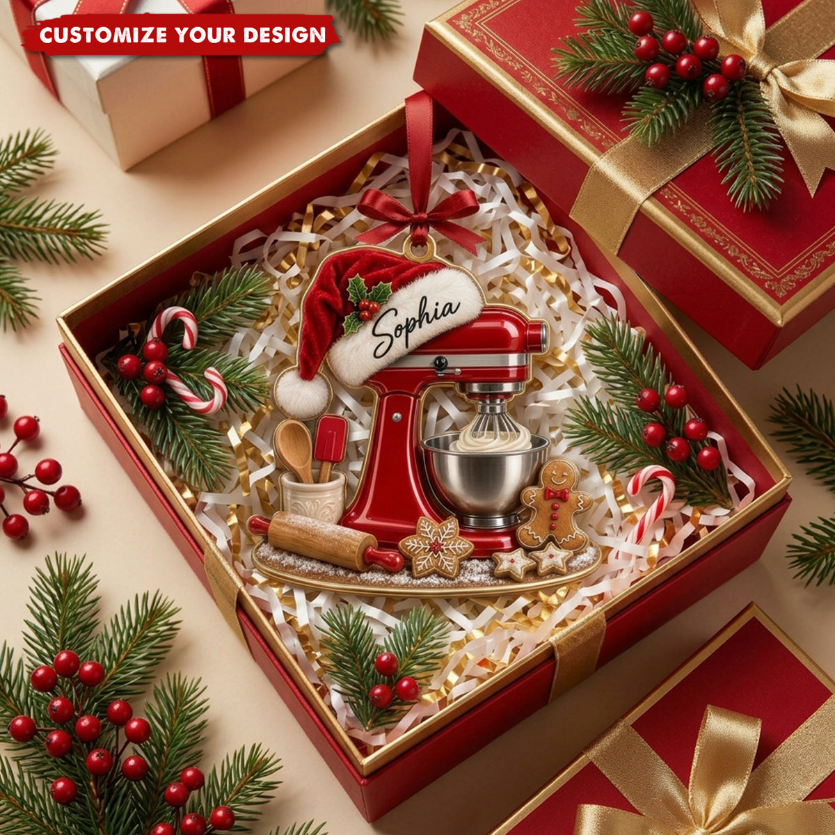 Personalized Mixer Christmas Ornament, Custom Kitchen Mixer Ornament, Baking Gift for Mom, Baker Christmas Gift, Stand Mixer Ornament