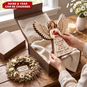 Personalized Cardinal Angel Wooden Block - Gift For Grief & Memorial Loved Ones