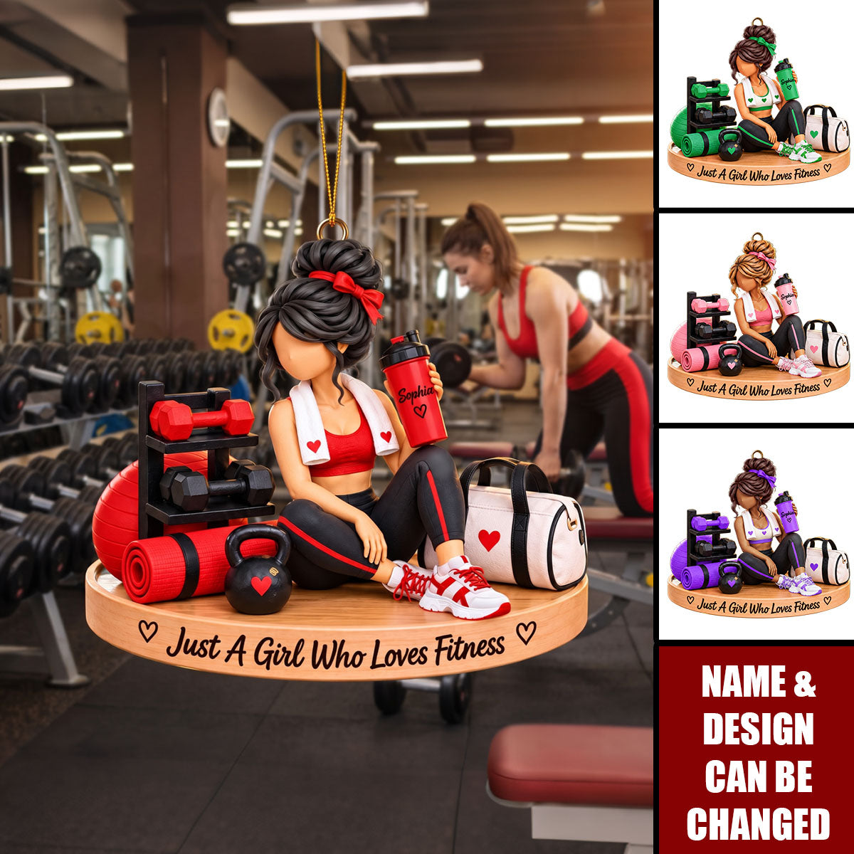 Personalized Fitness Gym Girl Acrylic Ornament -Gift For Fitness Coach & Gym Lover