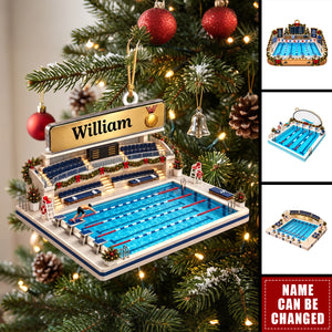 Personalized Swimming Christmas Ornament, Custom Swimmer Name Ornament