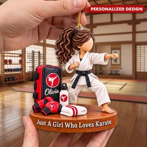 Personalized Karate Girl Christmas Ornament, Just Girl Who Loves Karate