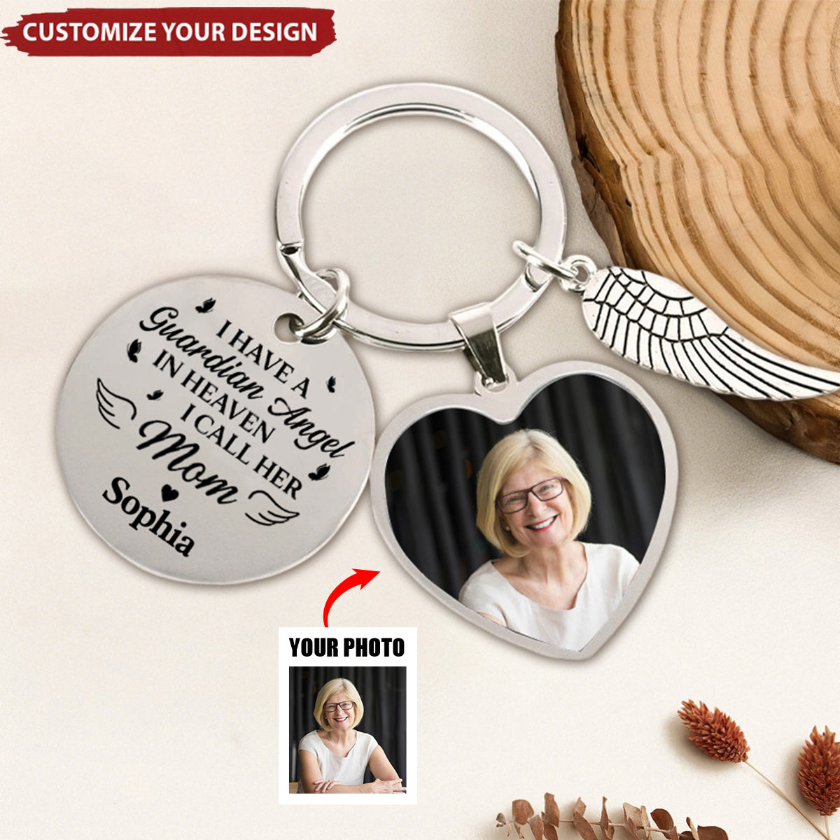 Memorial Gift For Loss Of Loved One Have A Guardian Angel - Personalized Keychain