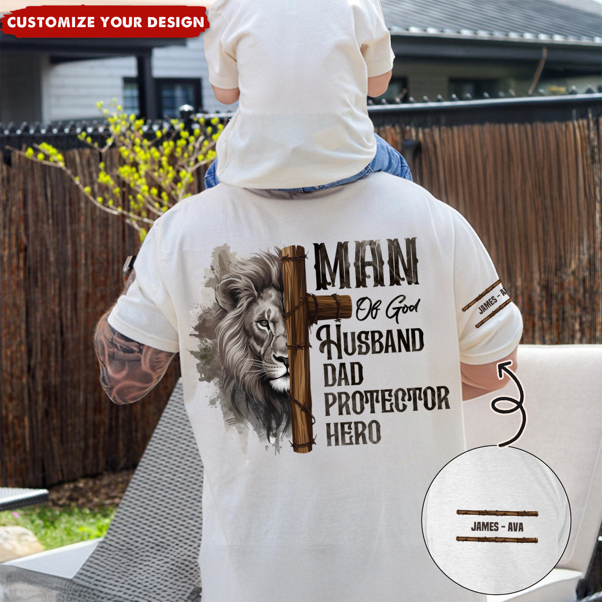 Dad Man Of God - Personalized Back Printed Shirt