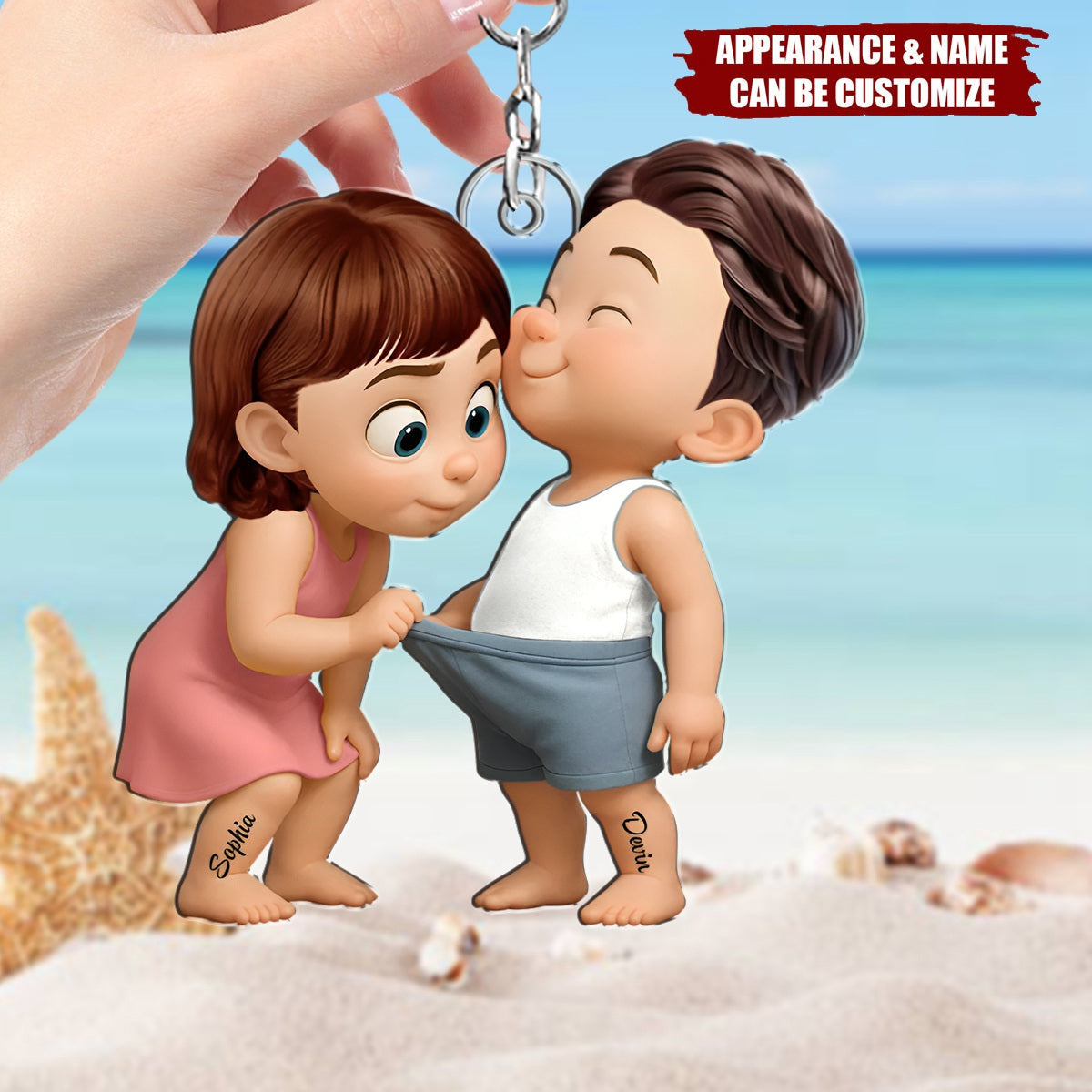 Funny Cute Cartoon Couple Personalized Acrylic Keychain