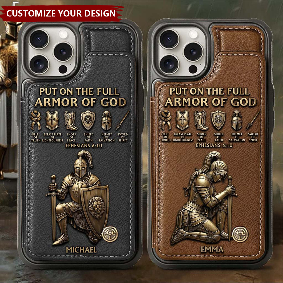 Put On The Full Amor Of God - Personalized Christian Wallet Phone Case