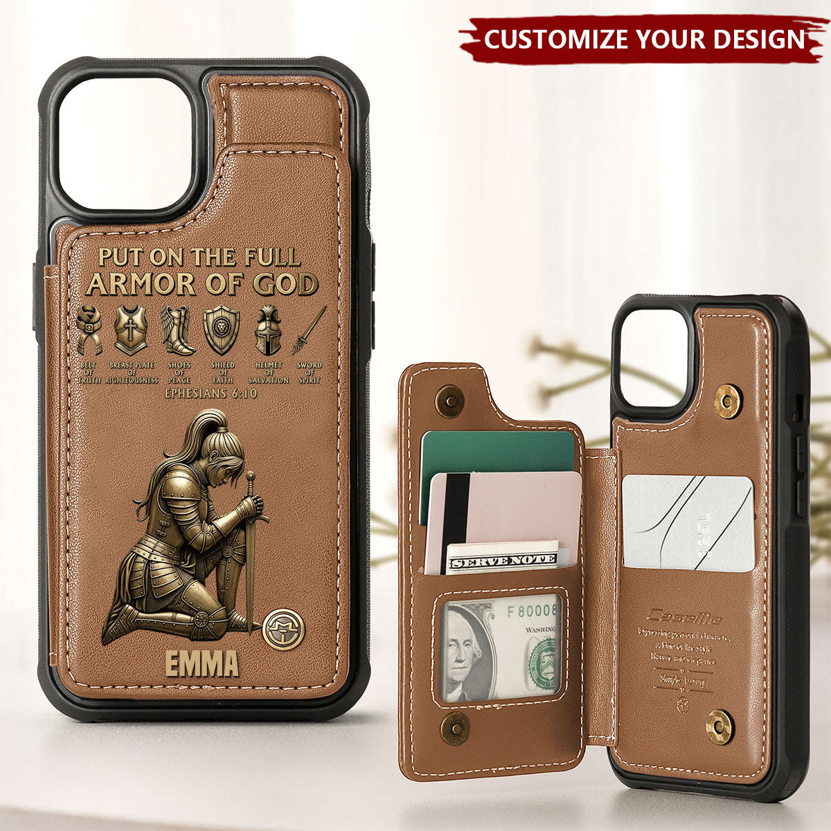 Put On The Full Amor Of God - Personalized Christian Wallet Phone Case