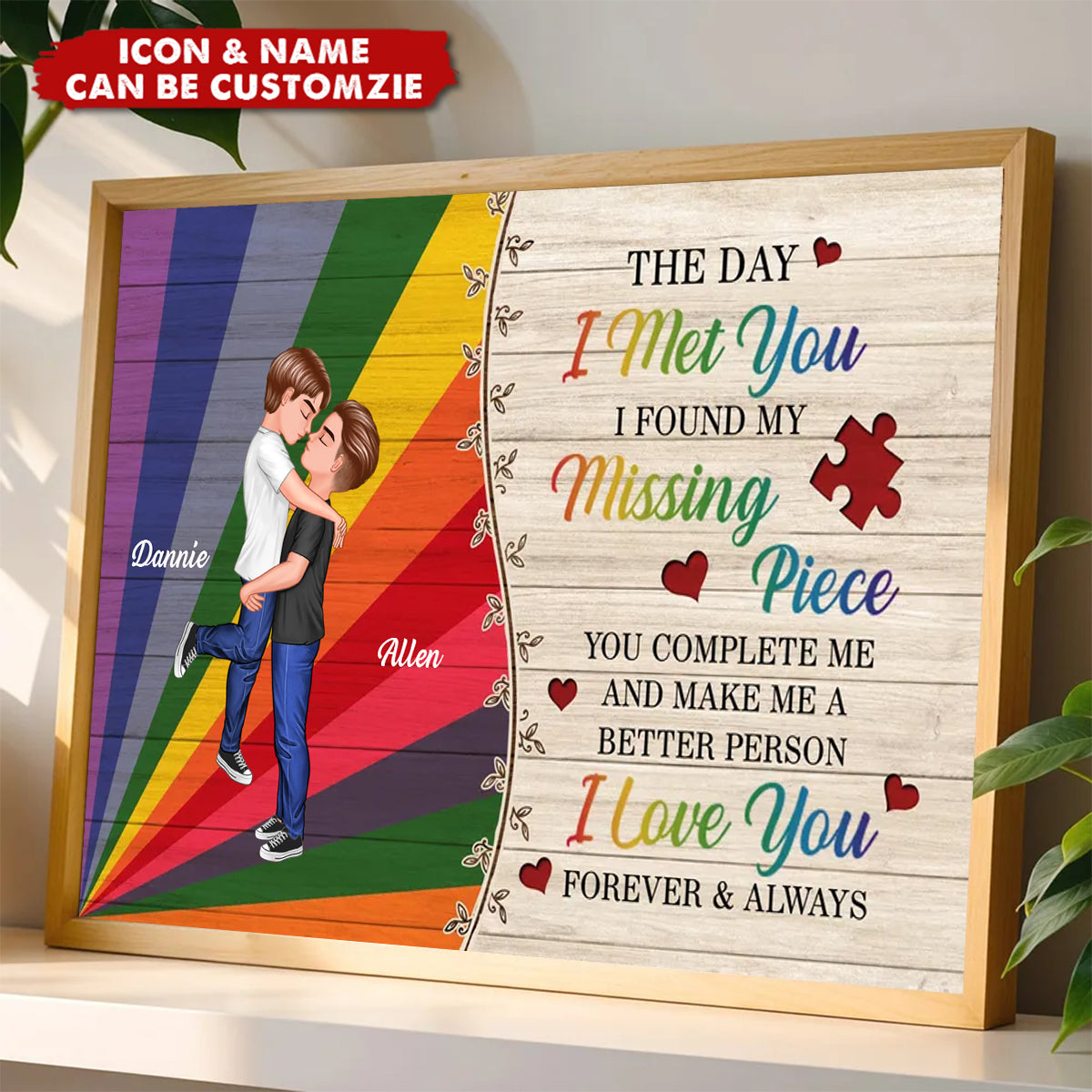 The Day I Met You LGBTQ Couple Personalized Poster, Pride Month Gift