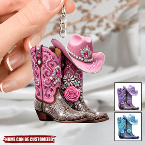 Cowgirl Boots - Personalized Acrylic Keychain