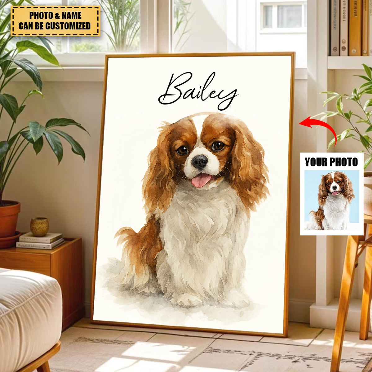 Custom Watercolor Portraits Using Pet Photo Personalized Poster, Gift for Dogs Cats Lovers
