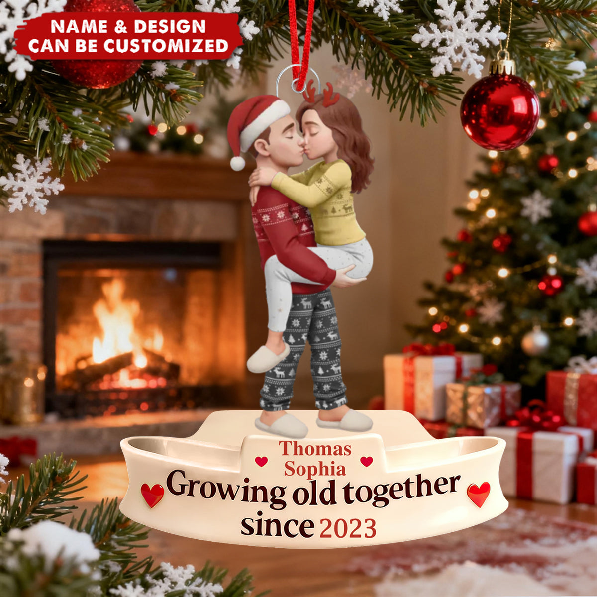 Personalized Couple Hug Acrylic Ornament, Christmas Gift For Grandparents, Husband And Wife