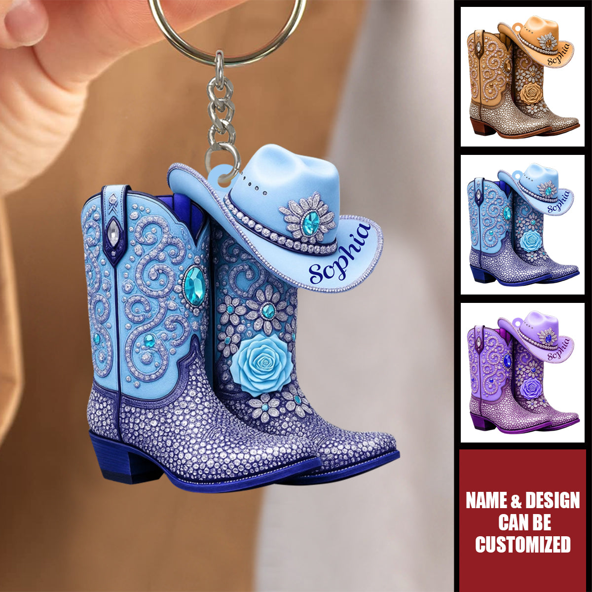 Cowgirl Boots - Personalized Acrylic Keychain