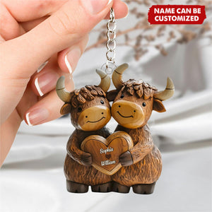 Highland Cow Couple - Personalized Acrylic Keychain