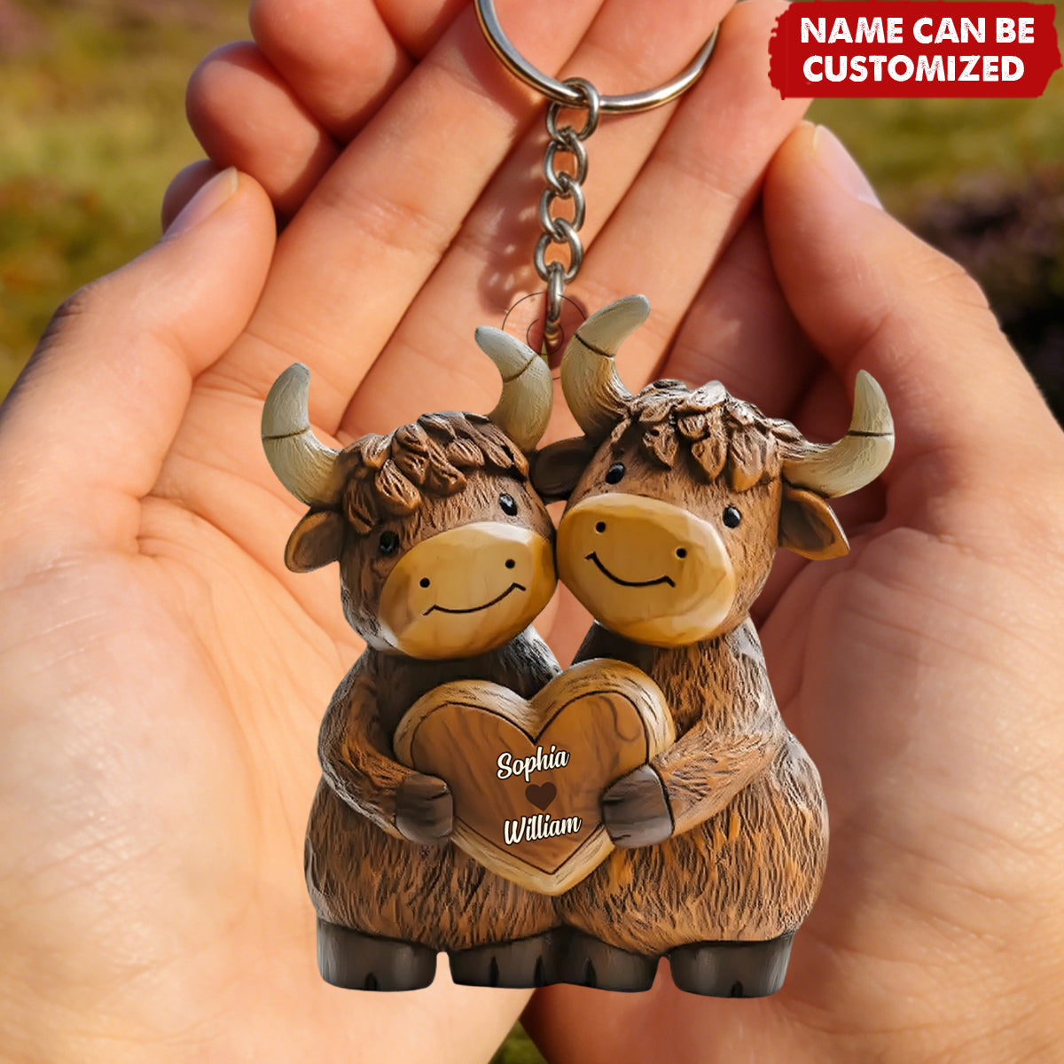 Highland Cow Couple - Personalized Acrylic Keychain
