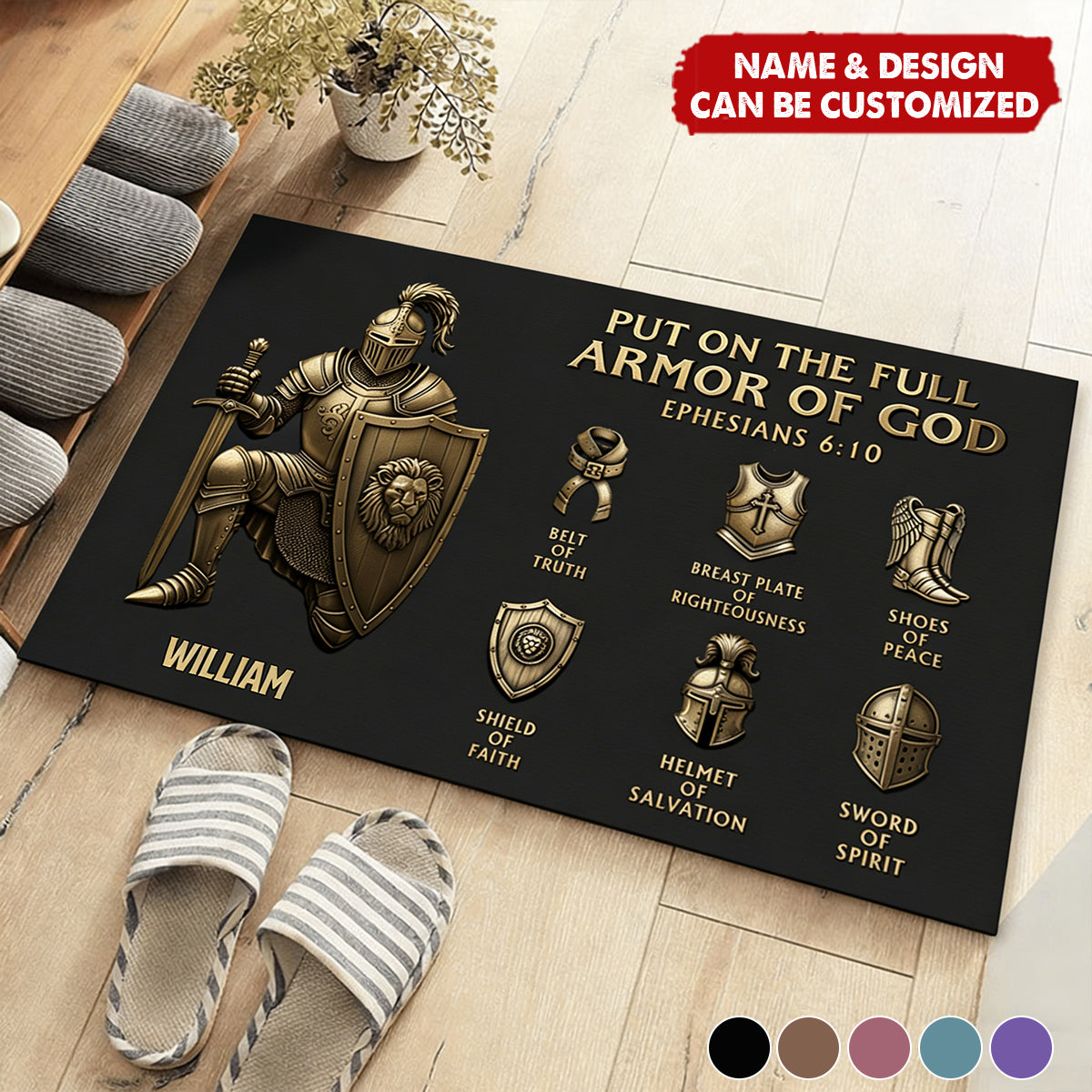 Put On The Full Armor Of God - Personalized Doormat