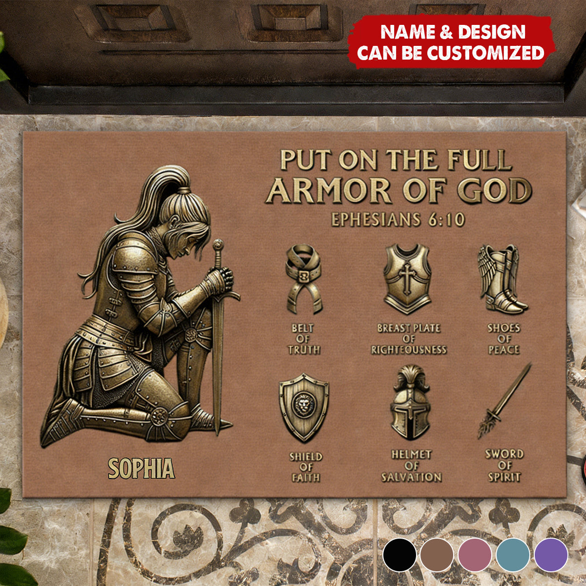 Put On The Full Armor Of God - Personalized Doormat