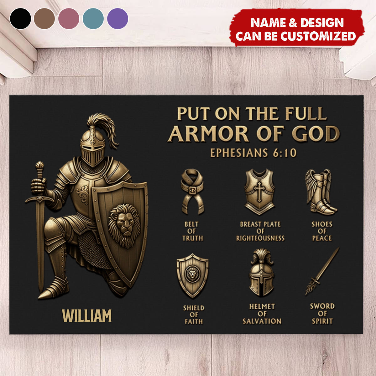 Put On The Full Armor Of God - Personalized Doormat