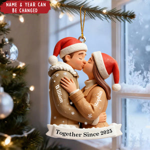 Personalized Kissing Couple Christmas Acrylic Ornament with Names and Date Home Tree Decor Christmas Gift for Couple