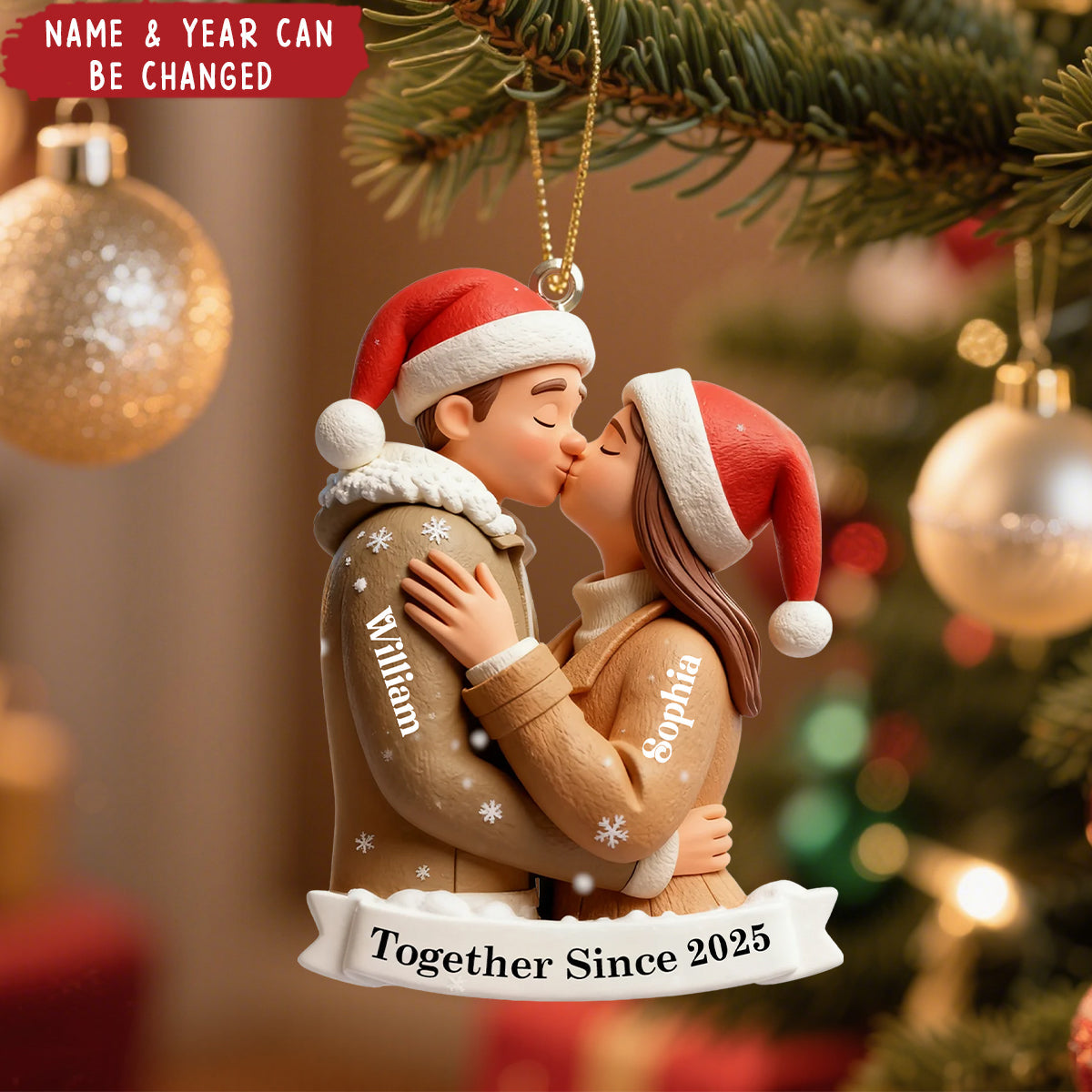Personalized Kissing Couple Christmas Acrylic Ornament with Names and Date Home Tree Decor Christmas Gift for Couple