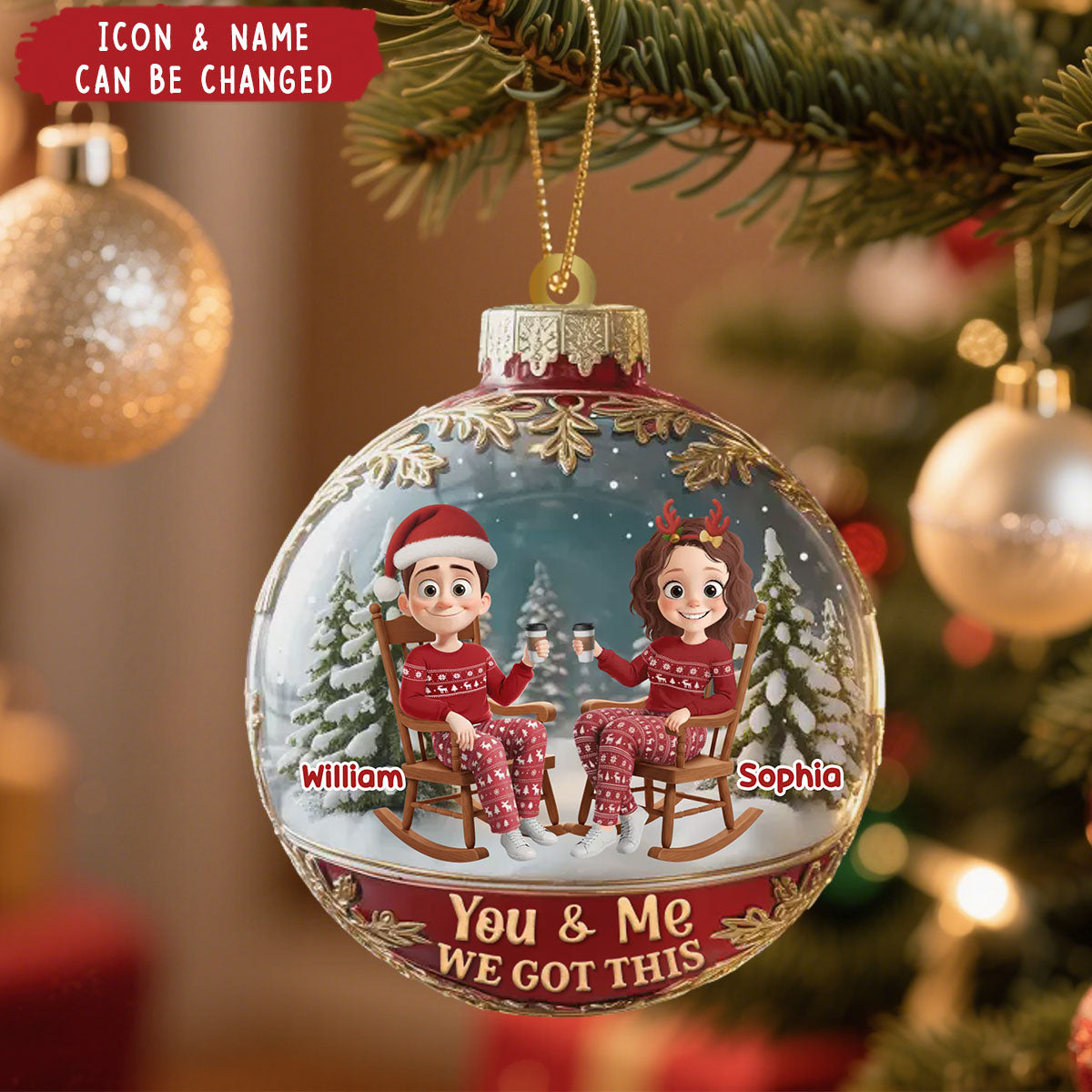 Acrylic Ornament - Personalized Anniversary Christmas Wedding Gifts For Husband And Wife, Him And Her - Love Brewed Daily