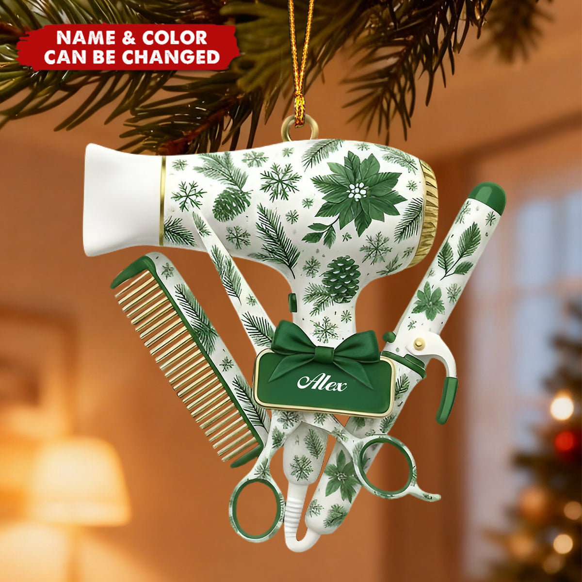 Personalized Hairstylist Christmas Acrylic Ornament, Hair Stylist Hanging Decor Gift, Tis The Season Presents Hairdresser