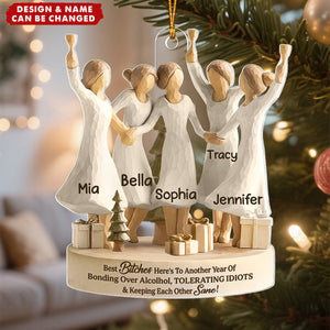 Here's to Another Year of Bonding over Alcohol - Personalized Acrylic Ornament - Christmas Gift for Best Friends