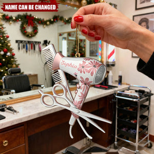 Custom Name Hairstylist Christmas Ornament, Hairdresser Gift, Hair Stylist Gift