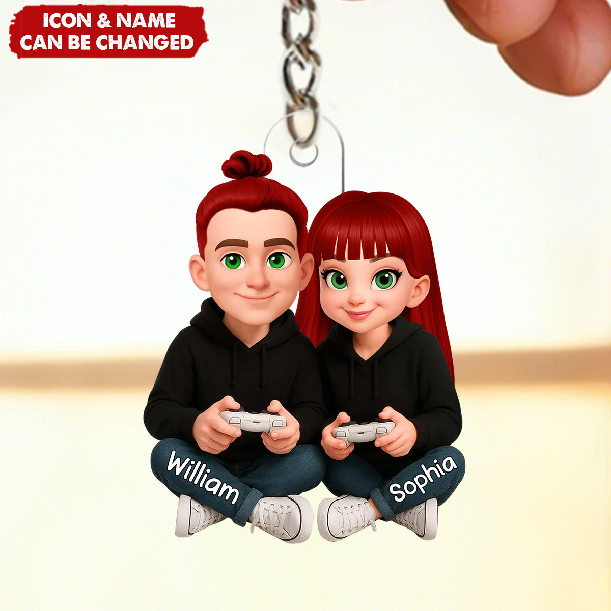 Couple Gaming Forever 2 Player Mode Signature Symbols Christmas - Personalized Acrylic Keychain