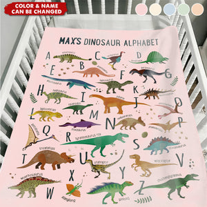 Personalized Dinosaur Alphabet Blanket, Boy Blanket Gift, Baby Blanket Gift, Kids Blanket, Personalized Gift