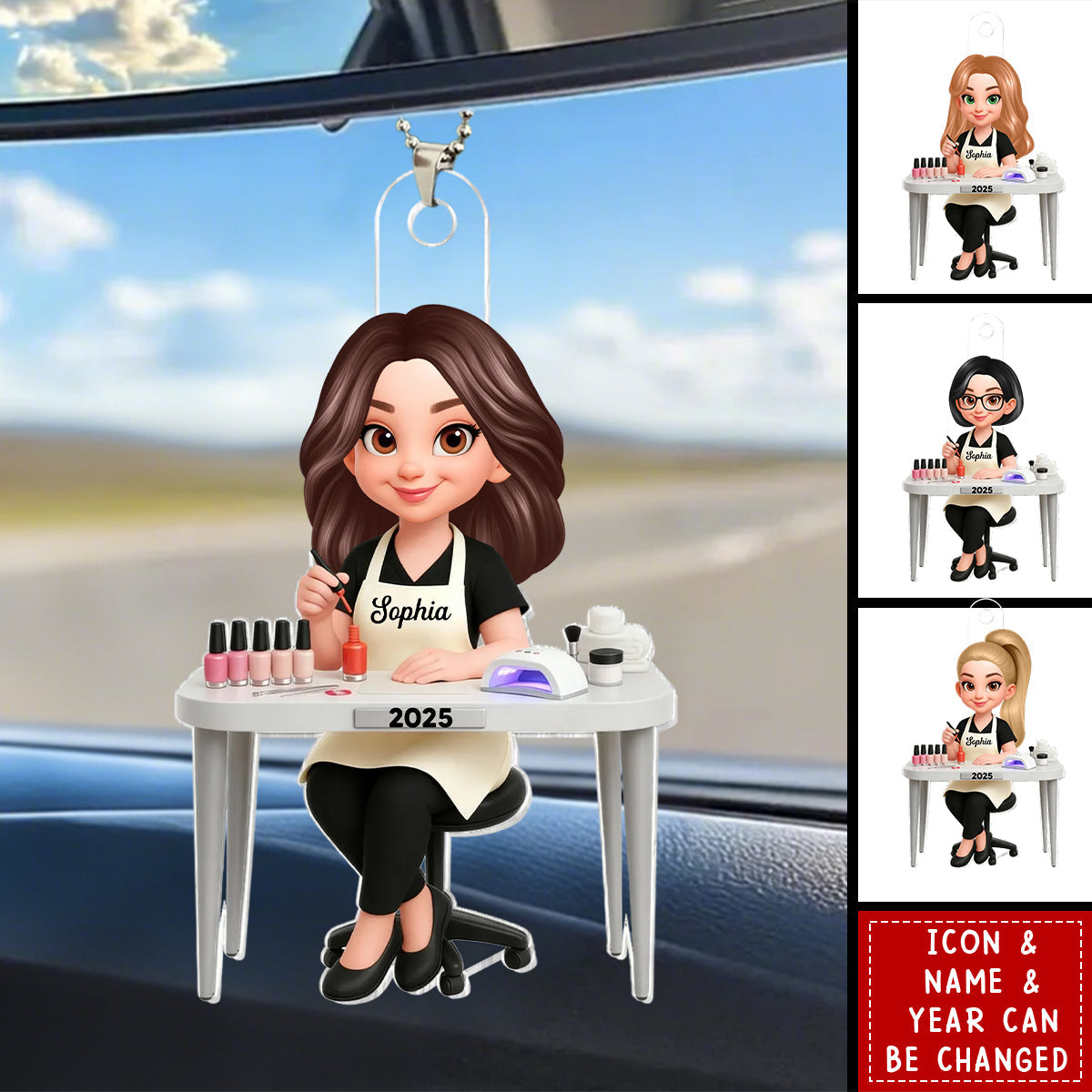 Nail Technician - Personalized Acrylic Car Ornament - Gift For Nail Technician, Nails Decor, Beauty Salon, Woman, Girl