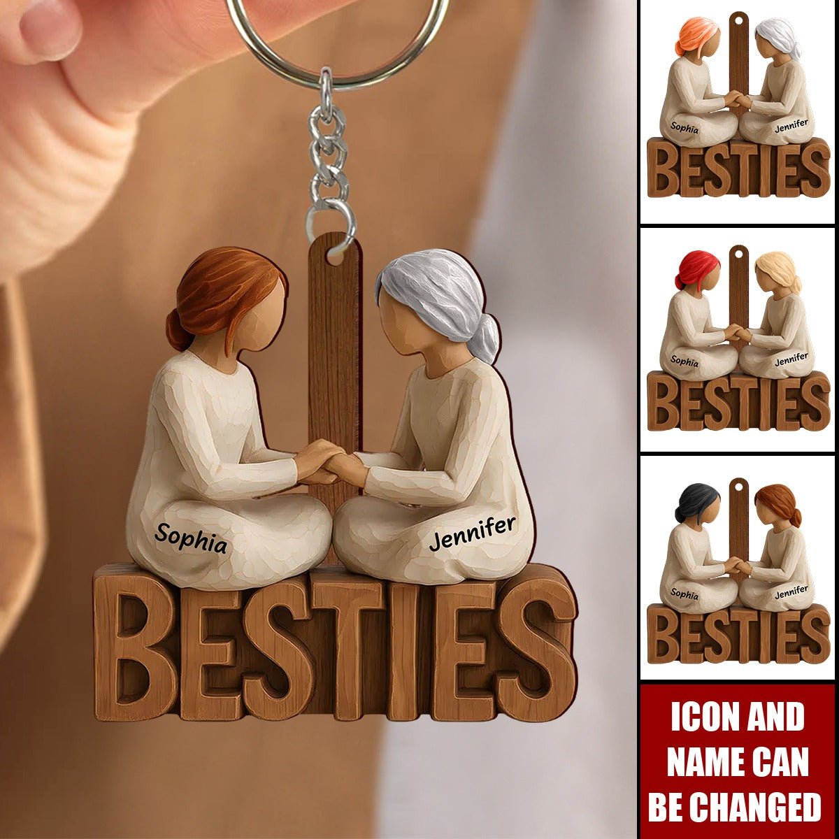 Besties Forever Together - Personalized Acrylic Keychain - Gift For Best Friends