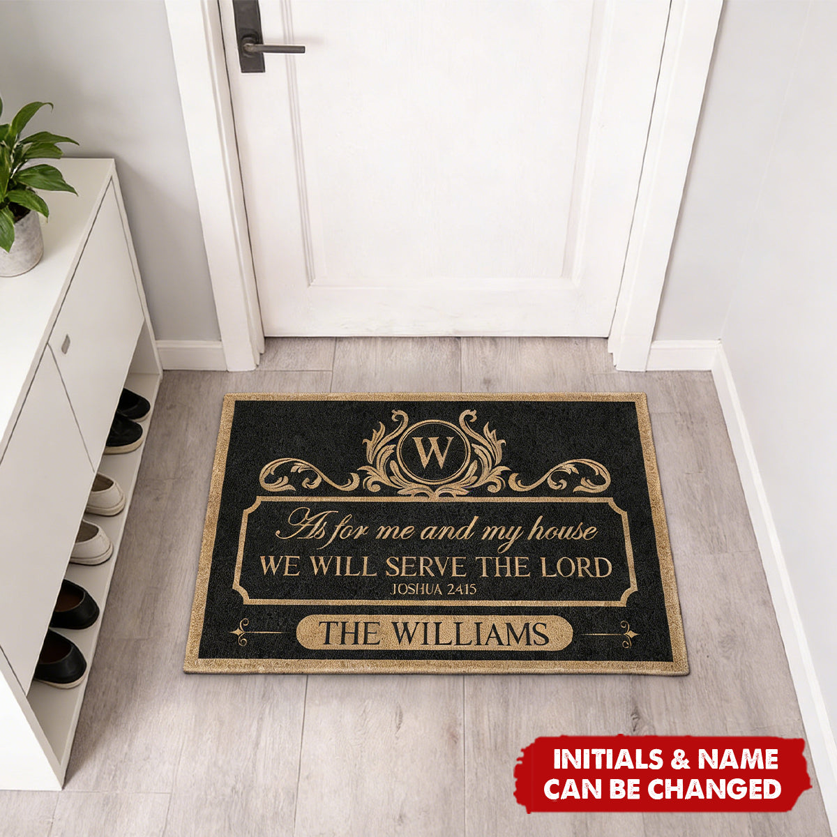 We'll Serve The Lord - Personalized Doormat