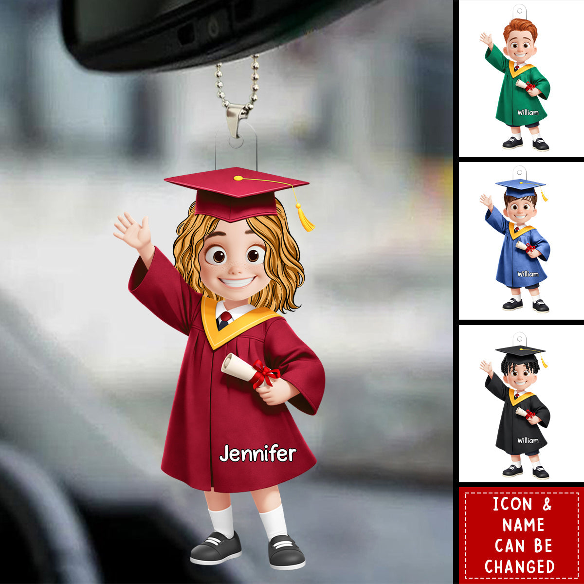 Kindergarten Preschool Graduation - Personalized Graduation Acrylic Car Ornament