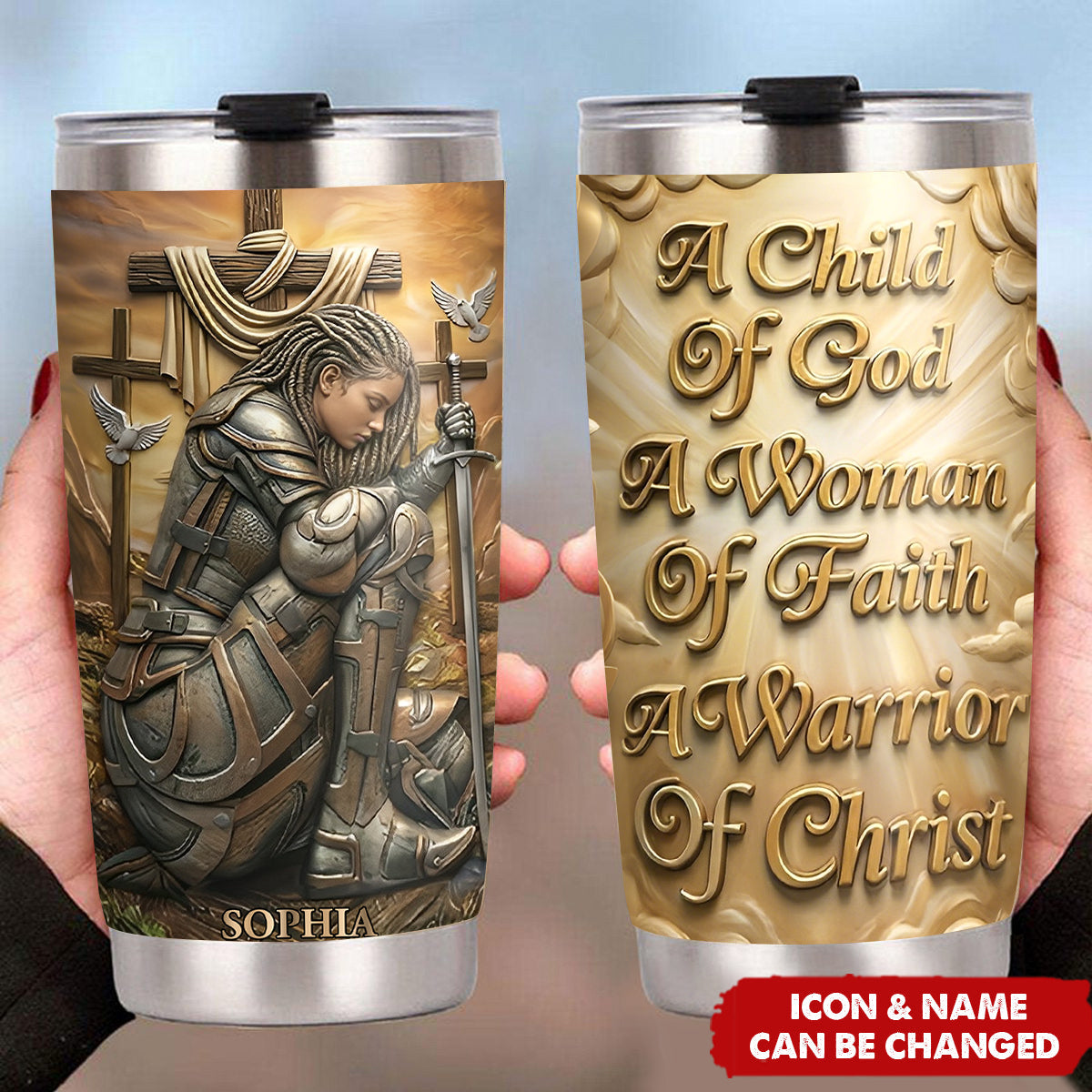 Kneeling Knight Woman Tumbler - Personalized Gifts For Christians
