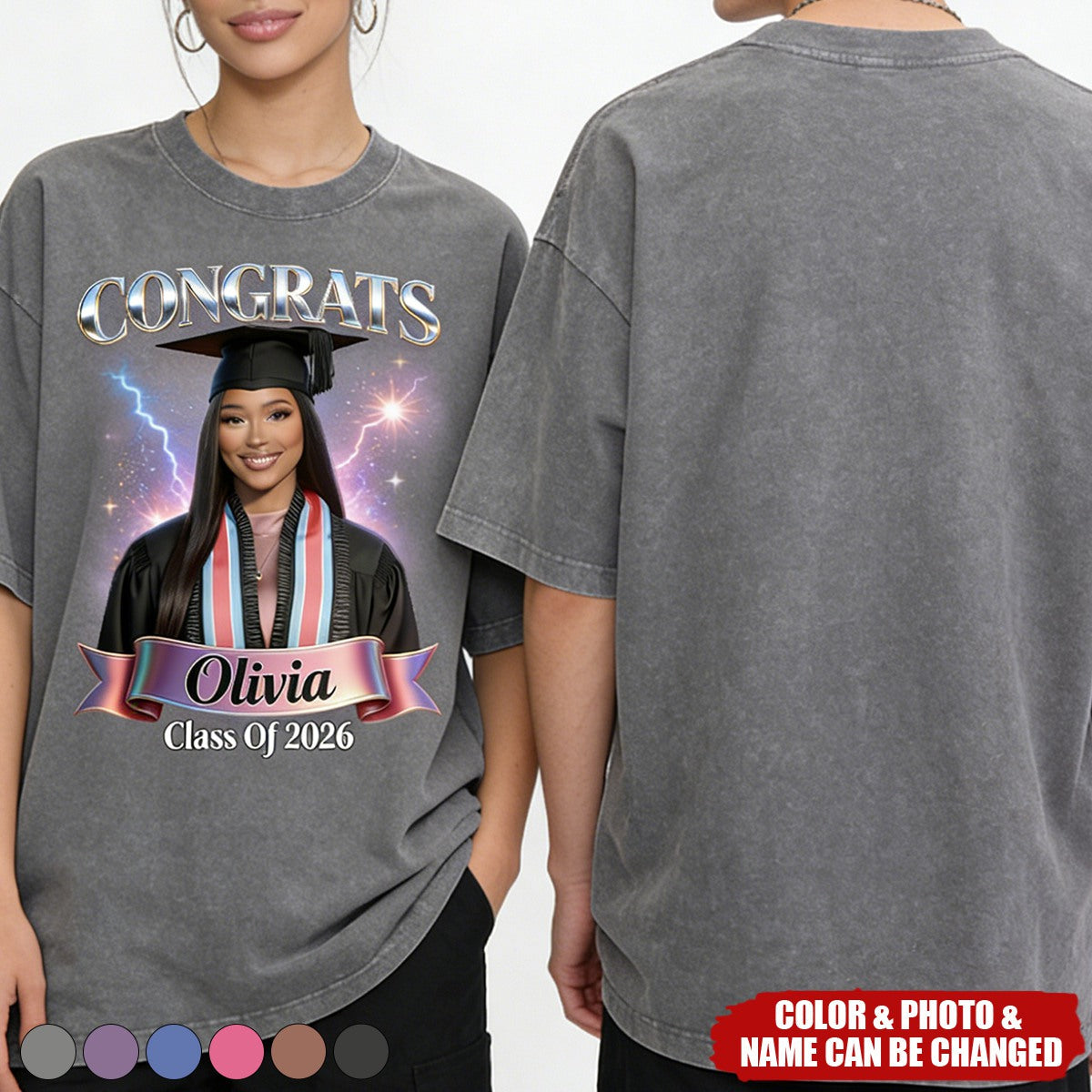 Class Of 2026 - Personalized Graduation Wash T-Shirt
